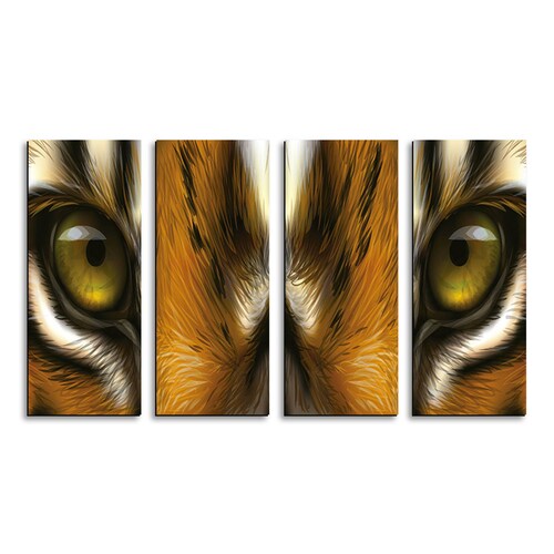 Cuadro decorativo Ojos de Tigre de Bengala  2 metros x 120cm Grandes Modernos 4 Piezas