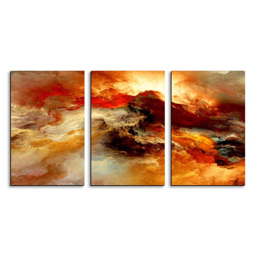 Cuadro decorativo Abstracto Rojo Fuego Minimalista moderno decoración 168x86cm 3 piezas