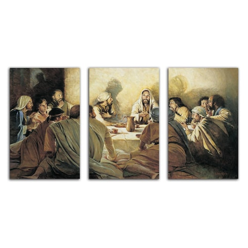 Cuadro decorativo Última Cena Decoración Religiosa 168x86cm 3 piezas