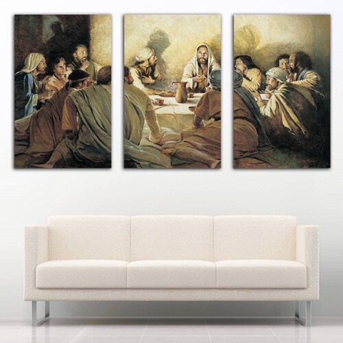 Cuadro decorativo Última Cena Decoración Religiosa 168x86cm 3 piezas
