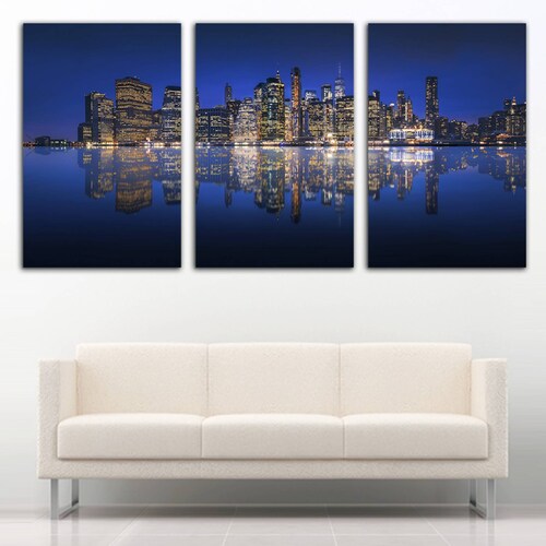 Cuadro decorativo Nueva York Paisaje Úrbano moderno decoración 168x86cm 3 piezas