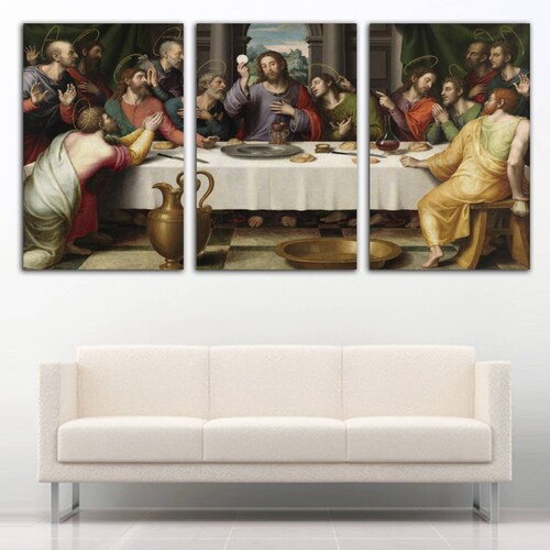 Cuadro decorativo Última Cena Arte Decoración Religiosa 168x86cm 3 piezas