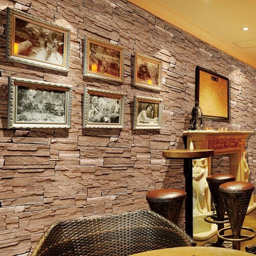 Papel Tapiz Adhesivo Piedra Laja Café