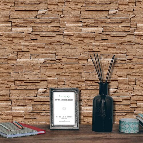 Papel Tapiz Adhesivo Piedra Laja Café