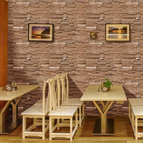 Papel Tapiz Adhesivo Piedra Laja Café