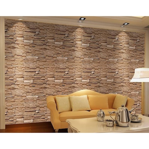 Papel Tapiz Adhesivo Piedra Laja Café