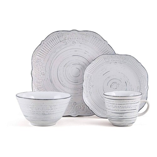 Set Vajilla Isabella Pfaltzgraff 16 Piezas Gris