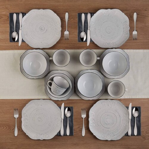 Set Vajilla Isabella Pfaltzgraff 16 Piezas Gris