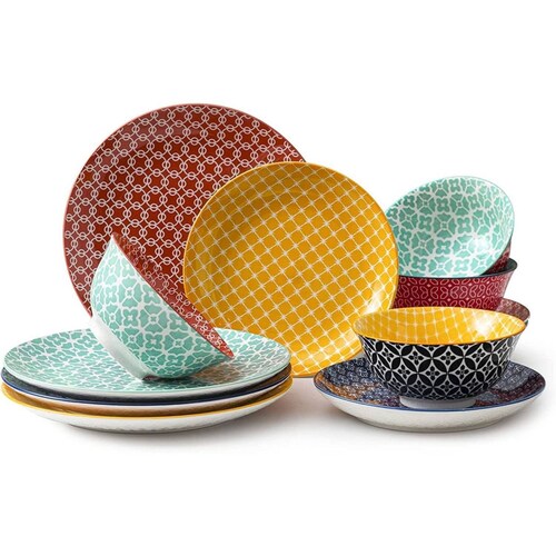 Set Vajilla Navidad Dowan 12 Piezas Porcelana Vibrante