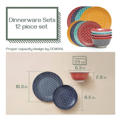 Set Vajilla Navidad Dowan 12 Piezas Porcelana Vibrante