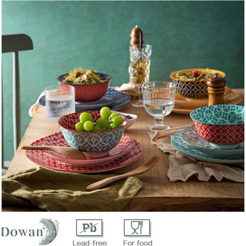 Set Vajilla Navidad Dowan 12 Piezas Porcelana Vibrante