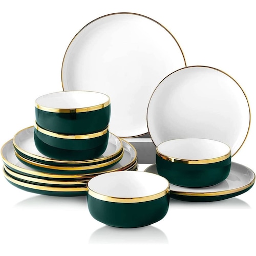 Set Vajilla Dorada Lujo Pokini 12 Piezas