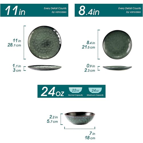 Set Vajilla Estrellada Vancasso, 12 Piezas, Verde