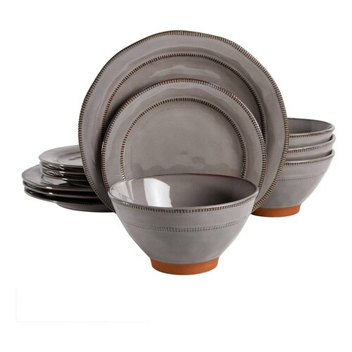 Set Vajilla Gibson Elite Terranea Gray 12 Piezas