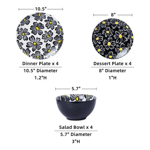 Set Vajilla Porcelana 12p Blanco Sagoskat