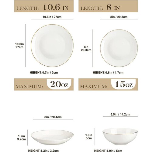 Set Vajilla Porcelana Florence, Malacasa, 16 Piezas