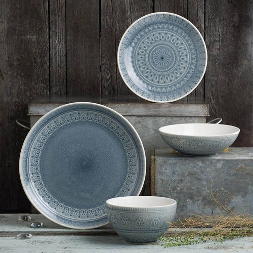 Juego De Vajilla De 16 Piezas De Cerámica Euro Ceramica Gris