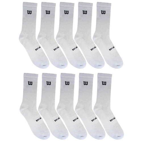 PAQUETE CALCETINES CALCETA CABALLERO WILSON MEDIA FELPA 10 PARES BLANCO LISO UNITALLA(25cm-29cm)