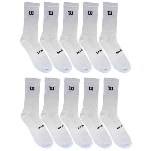 PAQUETE CALCETINES CALCETA CABALLERO WILSON MEDIA FELPA 10 PARES BLANCO LISO UNITALLA(25cm-29cm)