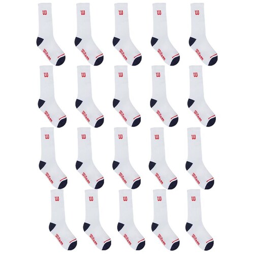 PAQUETE CALCETINES CALCETA NIÑO WILSON SIN FELPA 20 PARES BLANCO