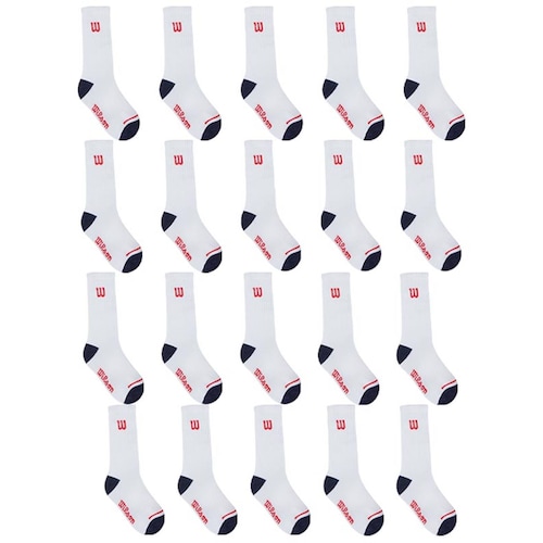 PAQUETE CALCETINES CALCETA NIÑO WILSON SIN FELPA 20 PARES BLANCO PT MEDIANO(17.5cm-21.5cm)
