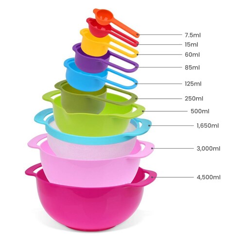Cucharas Medidoras Hiperware con Bowls, Colador y Escurridor Multicolor
