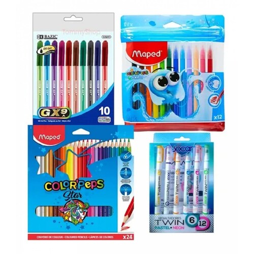 Kit De Dibujo 24 Colores + Plumas De Gel + Plumones Pastel.