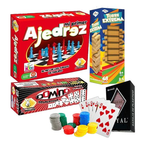 Juegos De Mesa Domino Poker Ajedrez + Tipo Jenga +.
