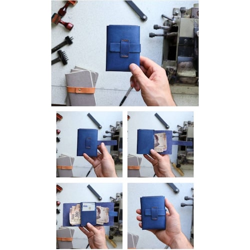 Cartera minimalista color azul