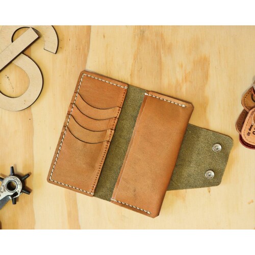 Cartera Larga con 2 botones Camel