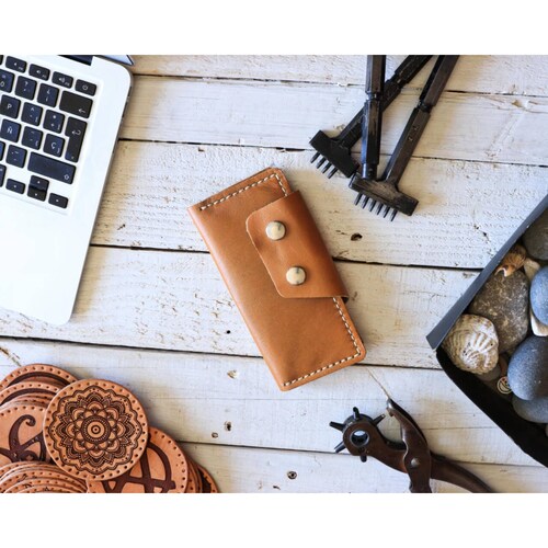 Cartera Larga con 2 botones Camel