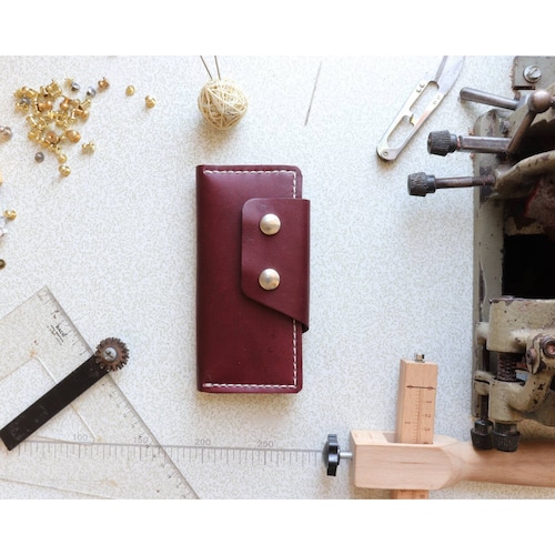 Cartera Larga con 2 botones Vino