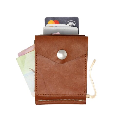 Cartera con clip Café