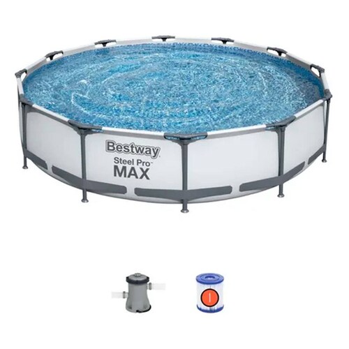 Alberca Estructural Bestway Redonda Con bomba Filtro Gris