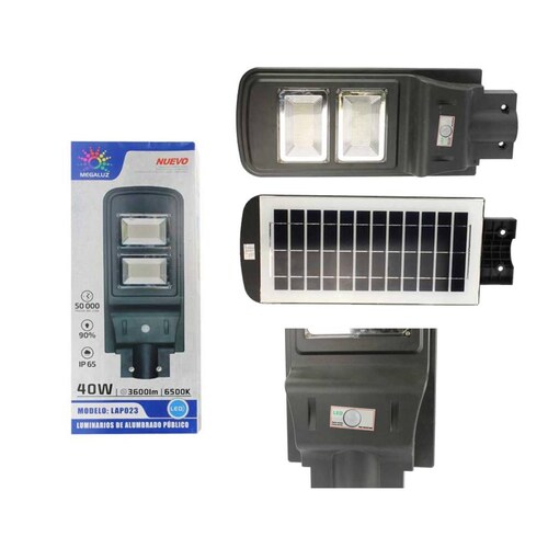 Lampara Suburbana Con Panel Solar 40w Consumo 400W Incandescencia 3600lm (AP40W06S) 