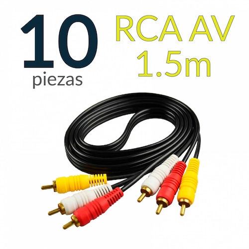 Paquete de 10 Cables RCA M/M de 1.5 metros con 3 puntas
