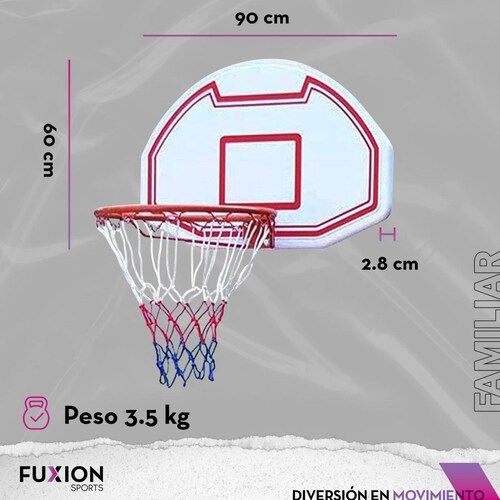 Canasta Basketball Portátil Con Aro De 43 Cm Blanco con Rojo