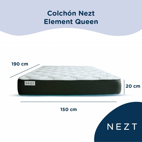 Colchón Queen Element Semi Firme Hipoalergénico| Hd Foam Blanco con Gris