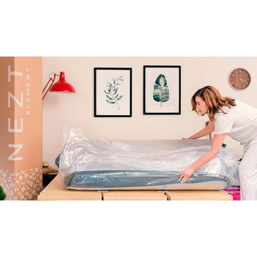 Colchón Queen Element Semi Firme Hipoalergénico| Hd Foam Blanco con Gris