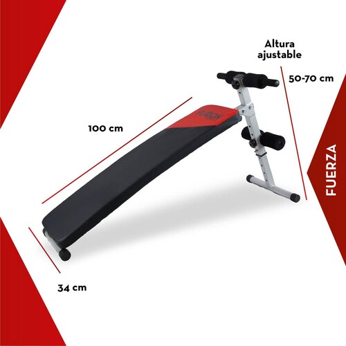 Banca Para Abdominales 5 inclinaciones Negro/Rojo