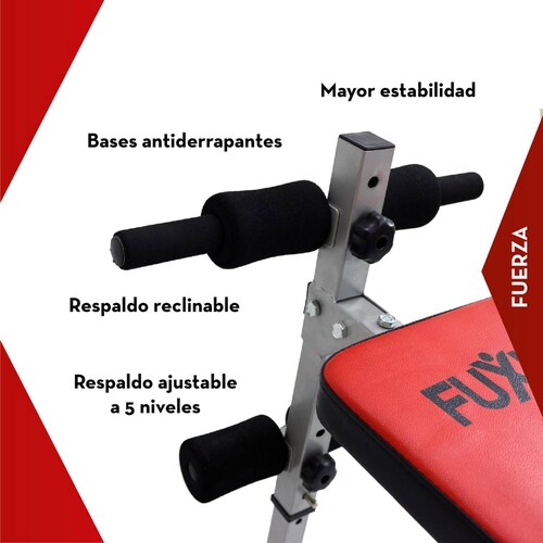 Banca Para Abdominales 5 inclinaciones Negro/Rojo
