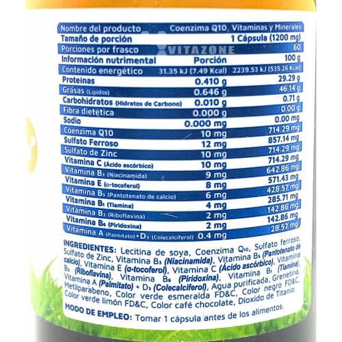 Coenzima Q-10 Vitaminas y Minerales 60 cápsulas Vidanat 