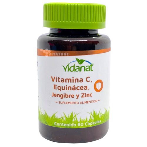 Vitamina C Equinácea Jengibre y Zinc 60 cápsulas Vidanat 