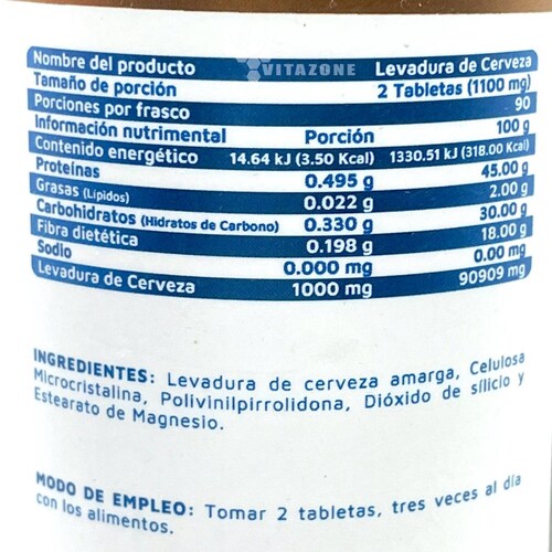 Levadura De Cerveza 500 Mg 180 Tabletas Vidanat. 