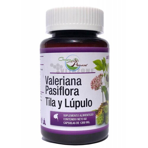 Valeriana, Pasiflora, Tila y Lúpulo 60 cáps Green House 