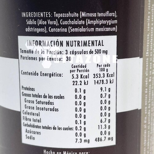 Cuachalalate Cancerina Sábila Tepezcohuite 90 cáps Astro 