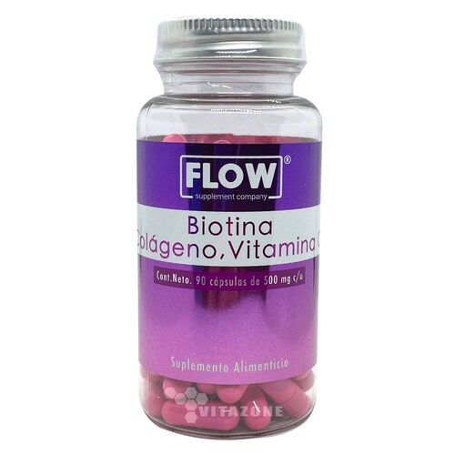 Biotina Colágeno Vitamina C 90 cápsulas Flow 
