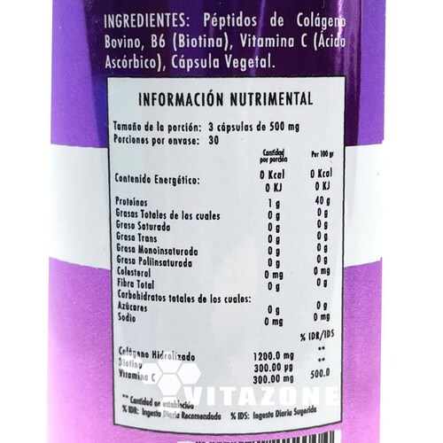 Biotina Colágeno Vitamina C 90 cápsulas Flow 