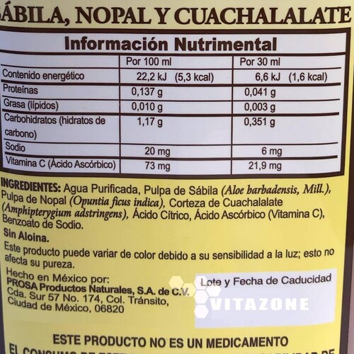 Sábila, Nopal y Cuachalalate 1 Lt Prosa 