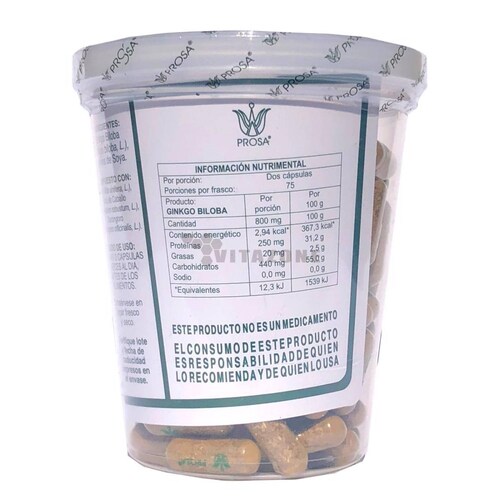 Ginkgo Biloba 150 cápsulas 400 mg Prosa 